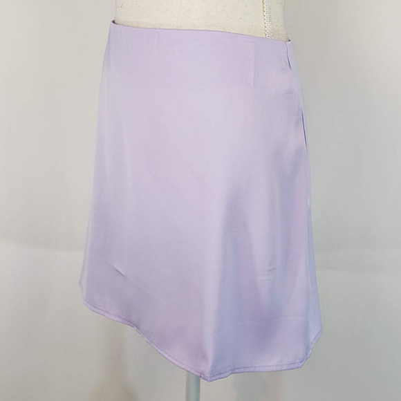 NWT WeWoreWhat Heather Purple Lavender Satin Charmeuse Mini Slip Skirt L - Picture 7 of 14